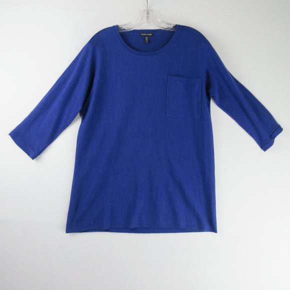 Eileen Fisher Merino Wool Tunic Sweater Size M Royal Blue F17JM - Picture 1 of 8
